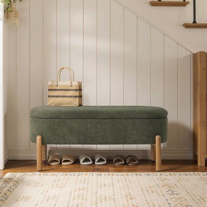 Green Oversized Storage Solution Bench Ottoman