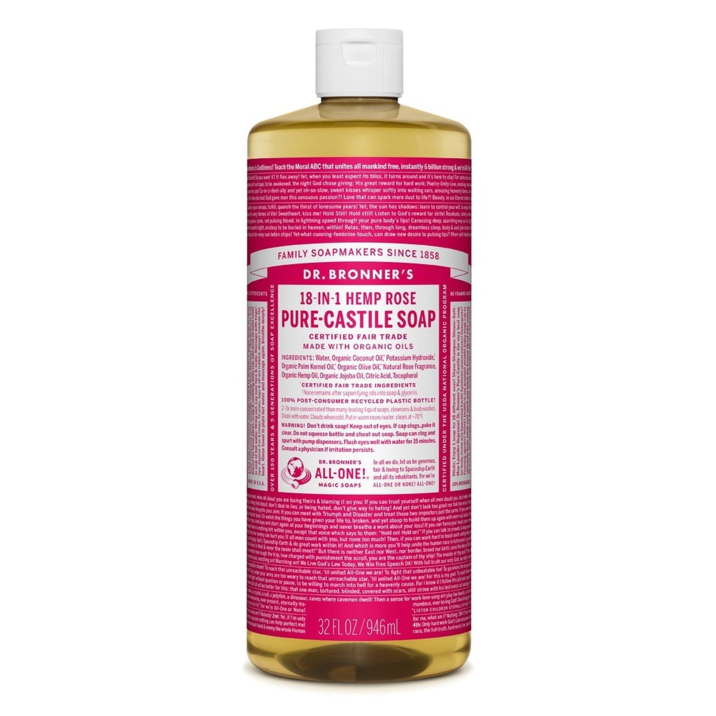 Dr. Bronner's Organic 18-in-1 Hemp Pure Castile Liquid Soap