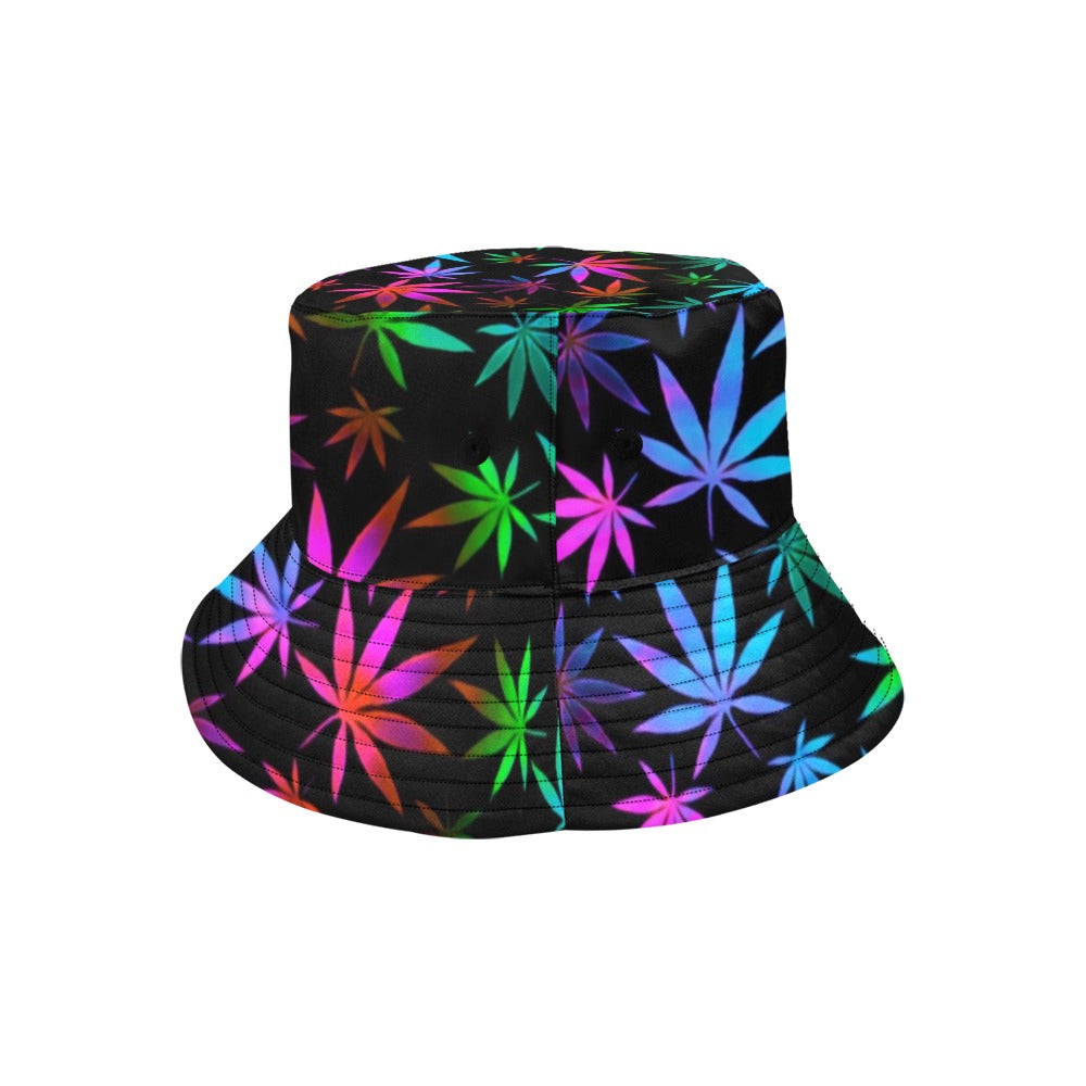 Rainbow Weed Print Bucket Hat