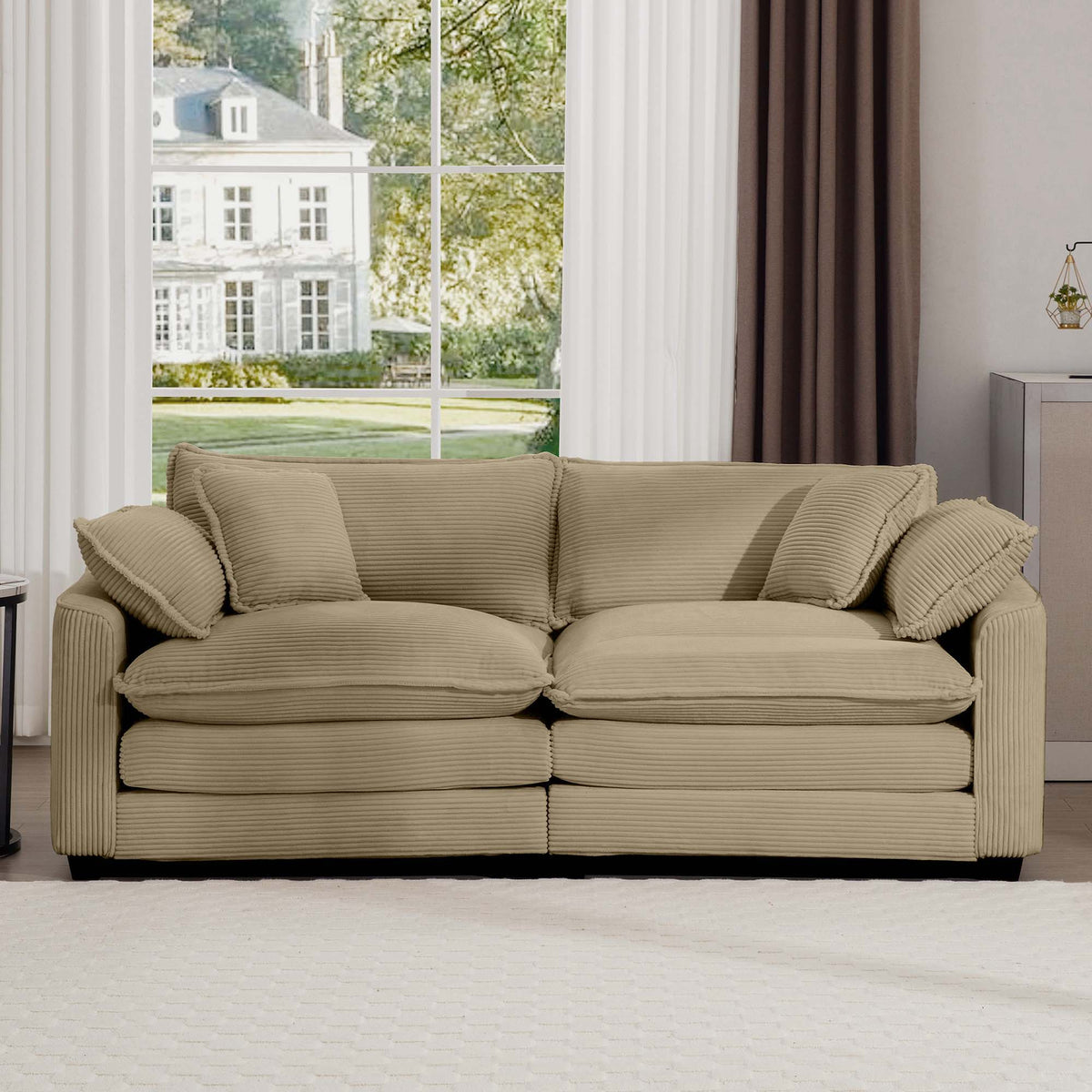 Modern 2 Seater With 4 Pillows, Upholstered Deep Seating Loveseat - Marijuana Mama
