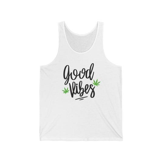 "Good Vibes" Marijuana Leaf Jersey Tank Top