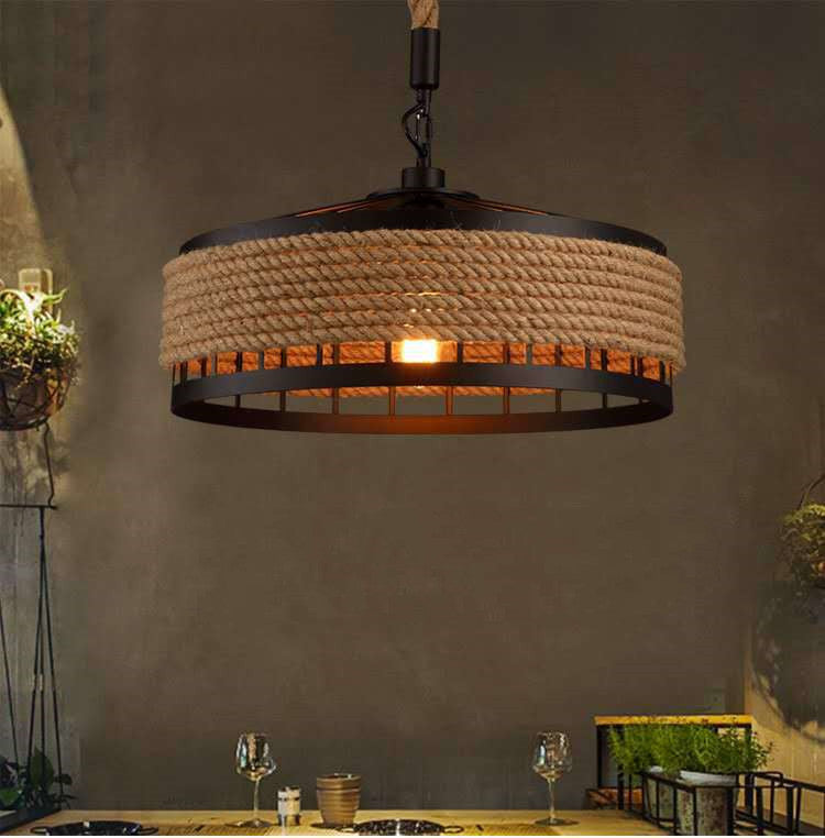 American Country Hemp Rope Chandelier