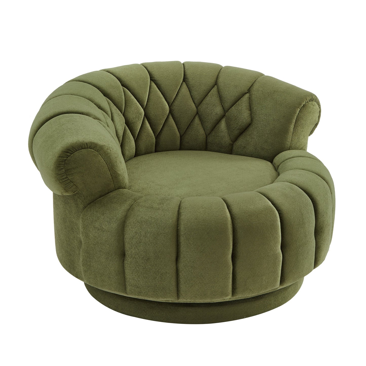 Swivel Accent Chair 360 Degree Chenille Green Oversized Round