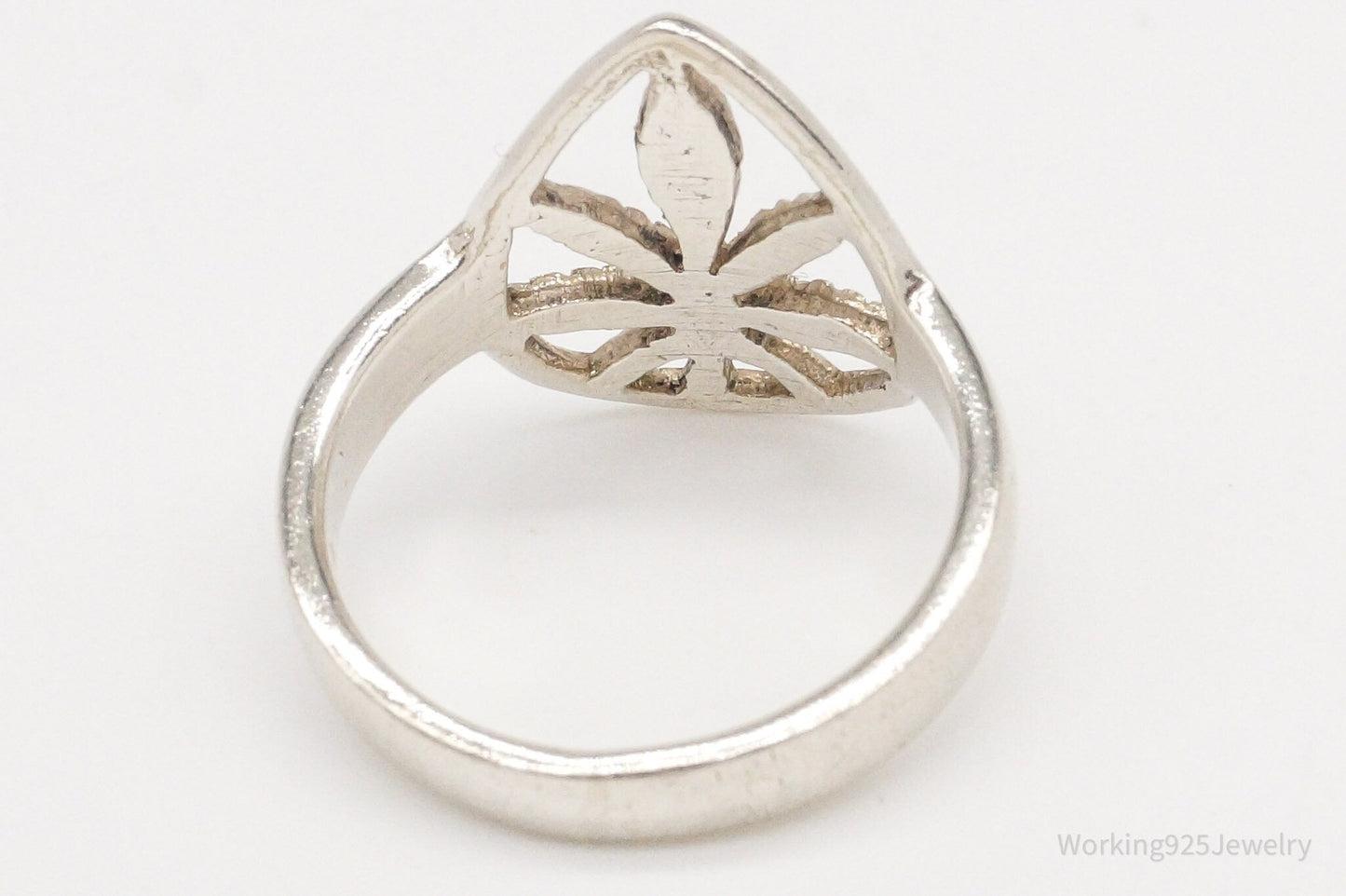 Marijuana Plant Sterling Silver Ring