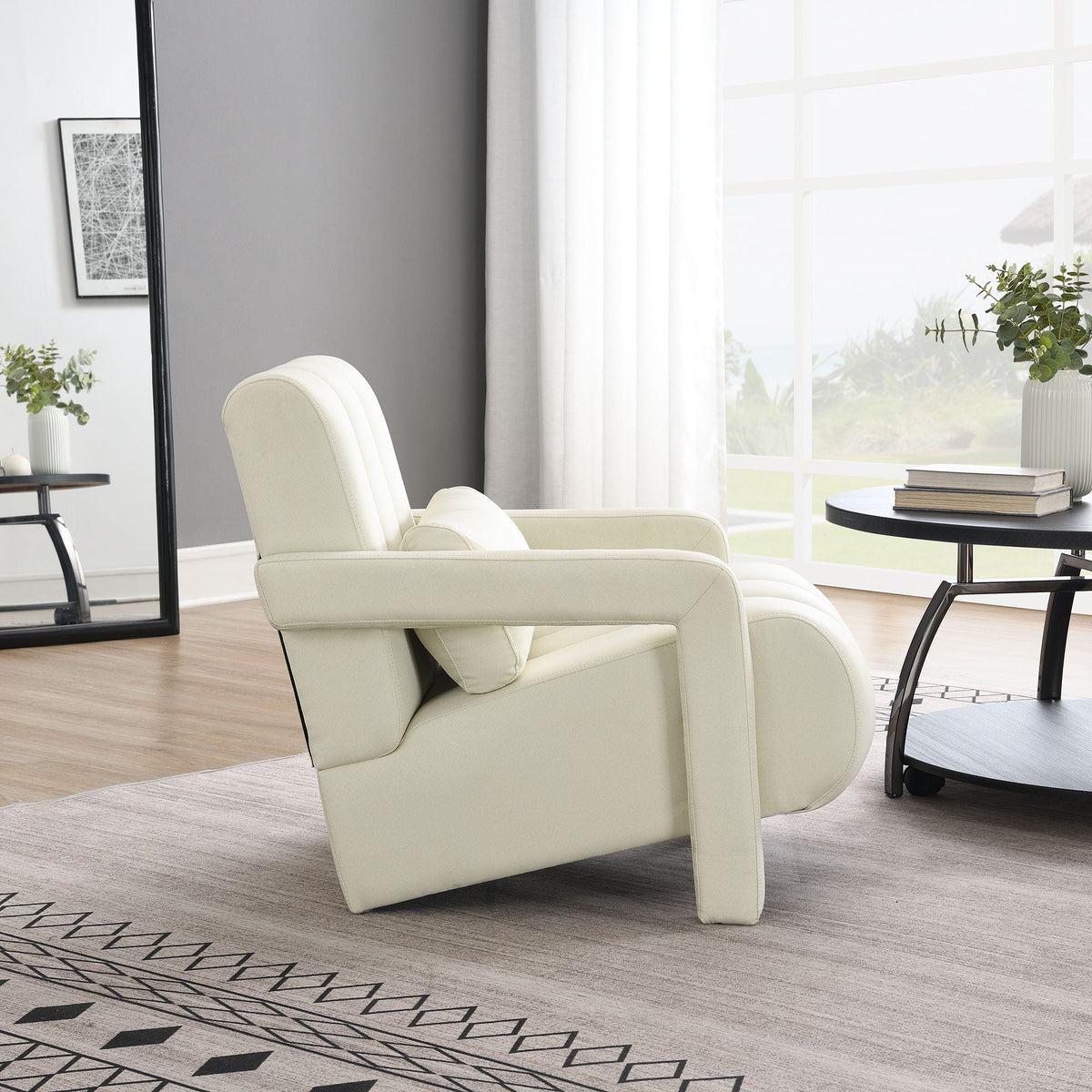 Modern Upholstered Accent Chair, Comfortable Fabric With A Pillow For Living Room - Marijuana Mama