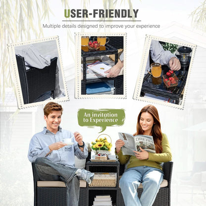 Patio Loveseat Outdoor Wicker Conversation Set