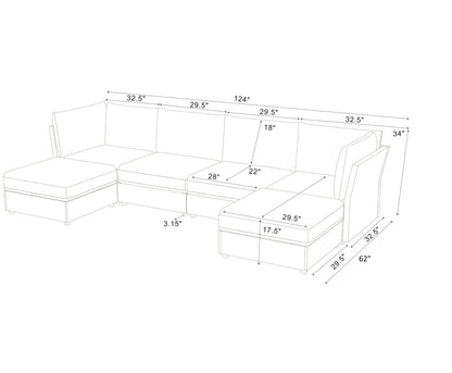 Olive Modular Faux Leather Sectional Sofa