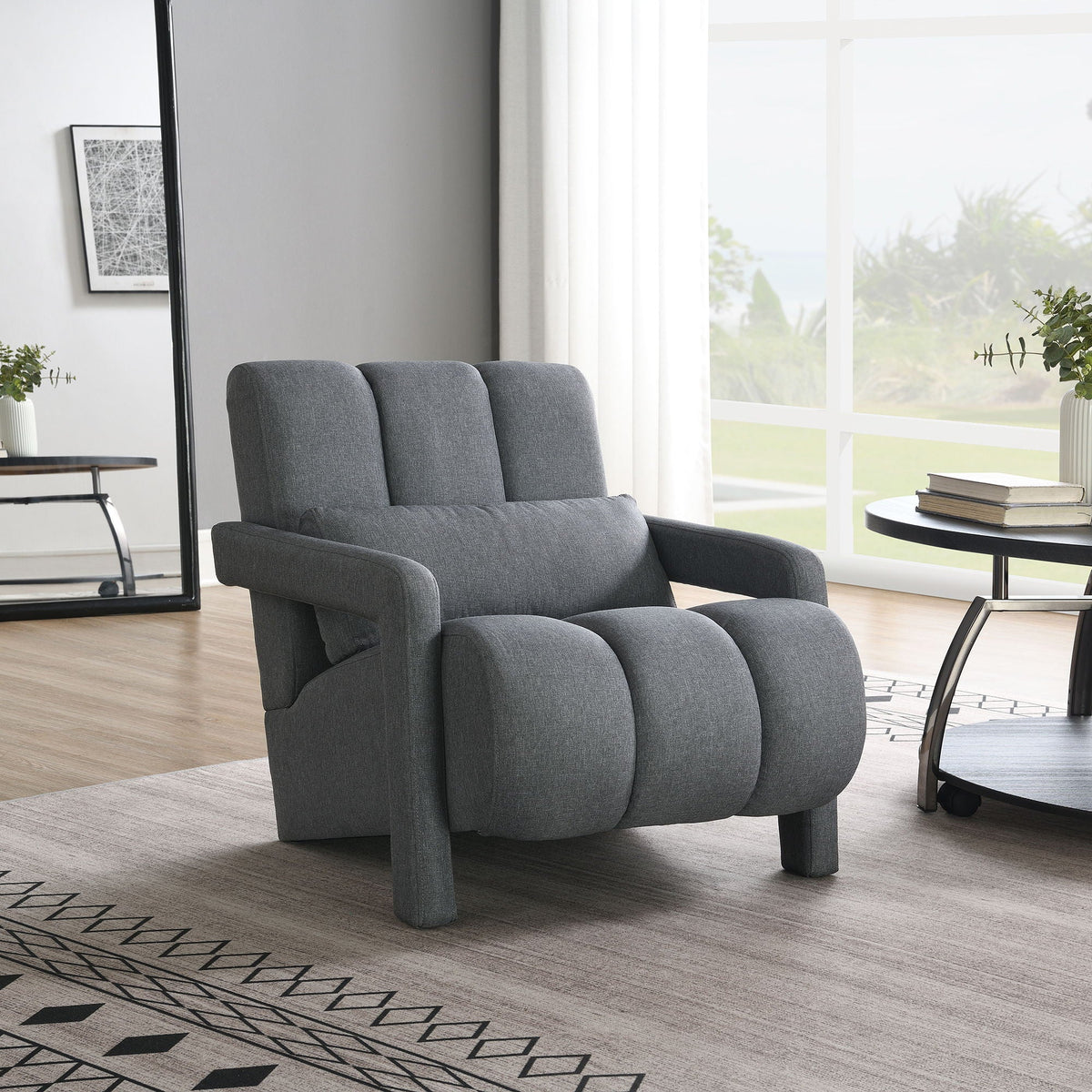 Modern Upholstered Accent Chair, Comfortable Fabric With A Pillow For Living Room - Marijuana Mama