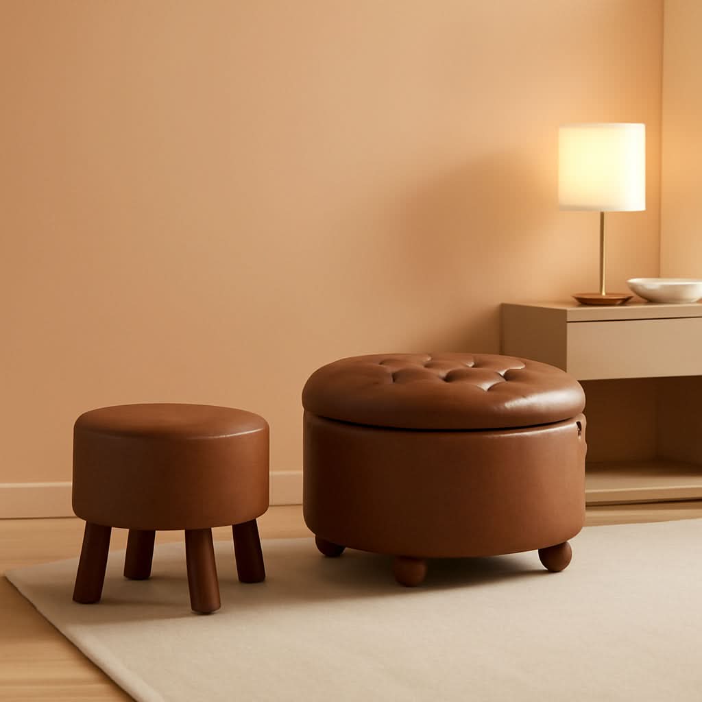 Leatherette Storage Ottoman