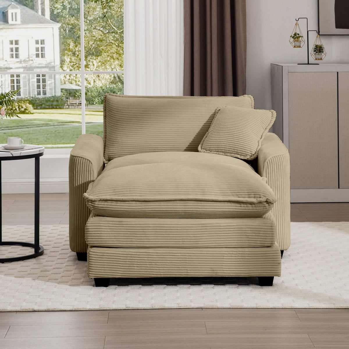 Classic Modern Comfortable Single Chair Deep Seat Sofa With Footstool - Marijuana Mama