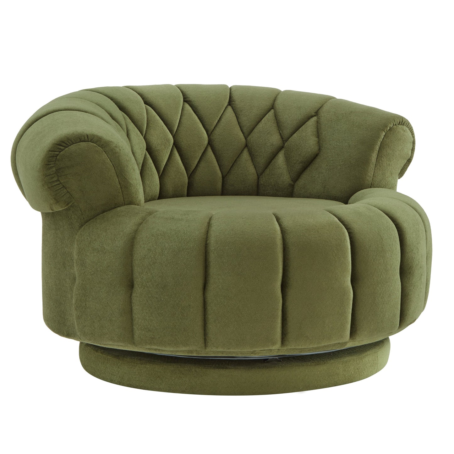 Swivel Accent Chair 360 Degree Chenille Green Oversized Round