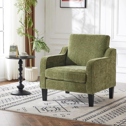 Olive Green Upholstered Midcentury Accent Chair