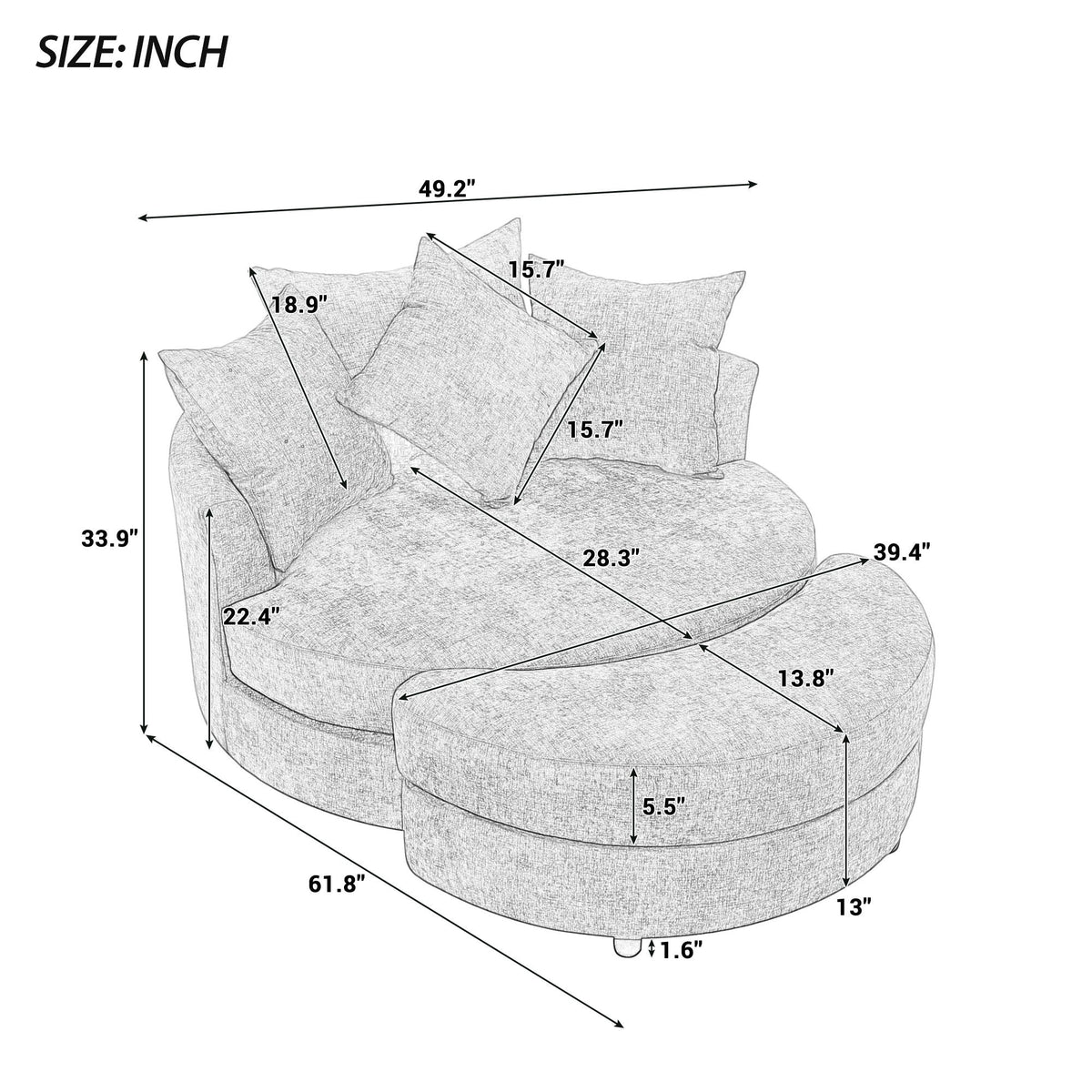 360° Swivel Accent Barrel Chair With Storage Ottoman & 4 Pillows - Marijuana Mama