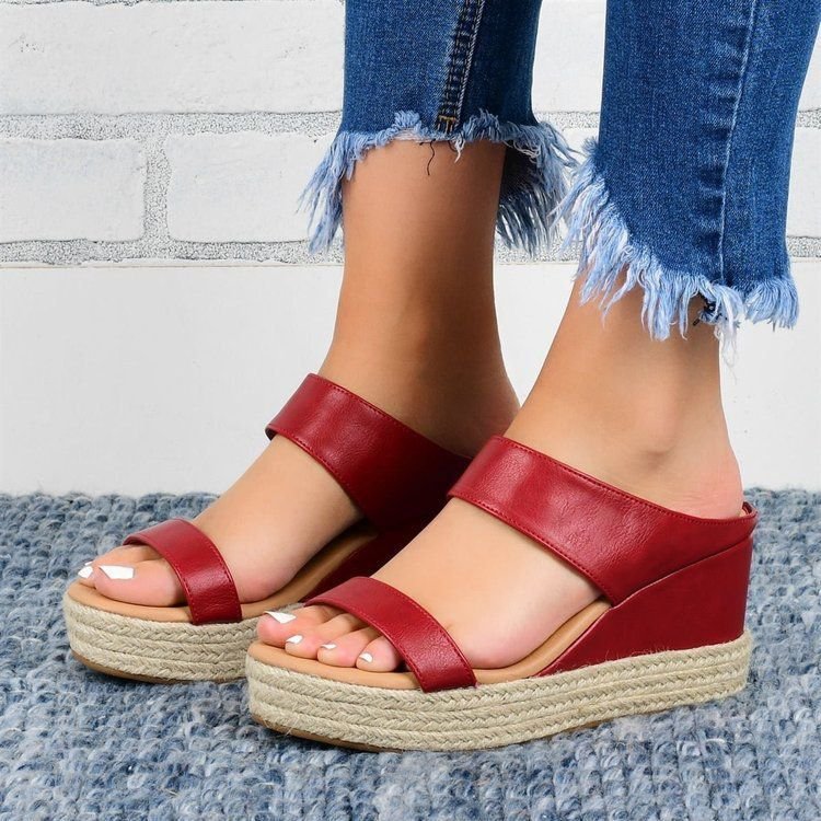 European Wedge Hemp Rope Sandals