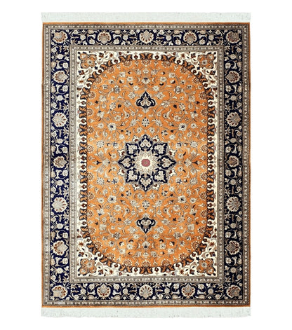 Stunning 1950s Persian Qum Silk Rug - 4.6 x 6.7