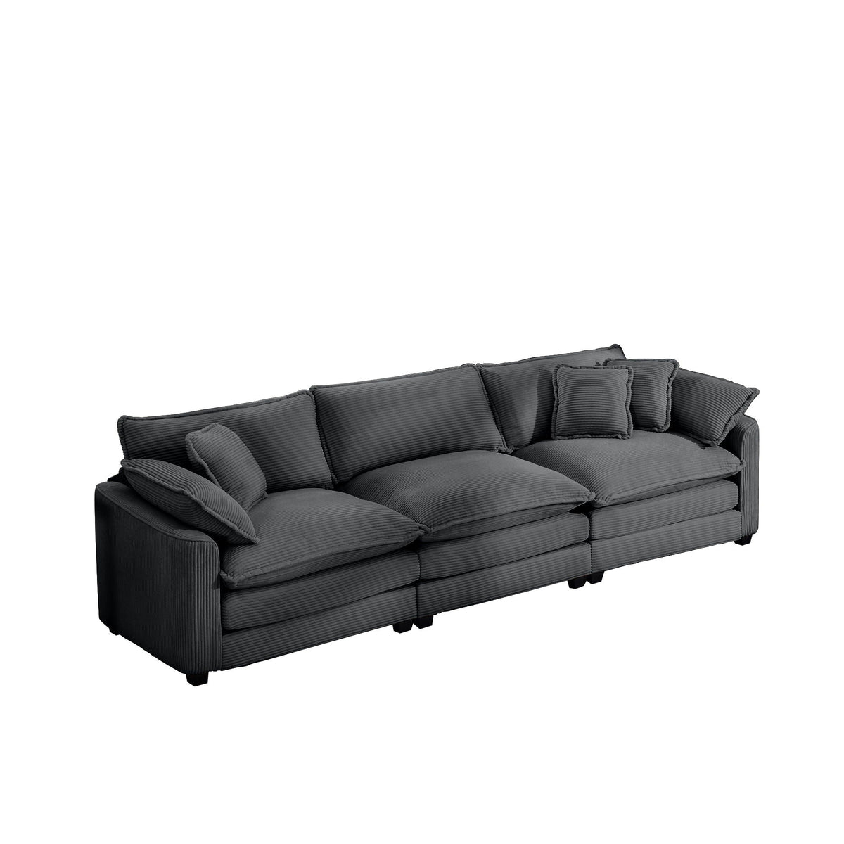Mid-Century Modern 3 Seater Sectional Sofa With Arm And Throw Pillows - Marijuana Mama