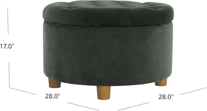 Handcrafted Loden Green Velvet Storage Ottoman