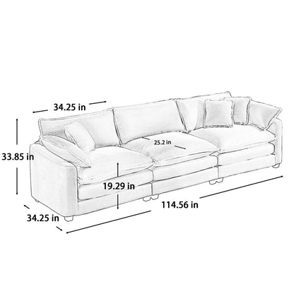 Mid-Century Modern 3 Seater Sectional Sofa With Arm And Throw Pillows - Marijuana Mama