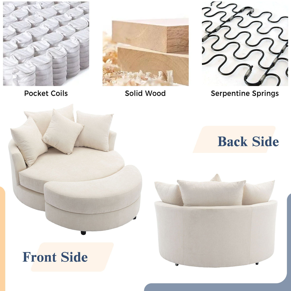 360° Swivel Accent Barrel Chair With Storage Ottoman & 4 Pillows - Marijuana Mama