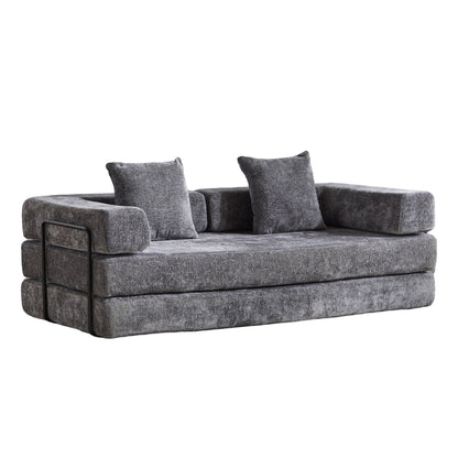 Convertible Floor Sofa Bed With Pillow Back Support Armrest - Marijuana Mama