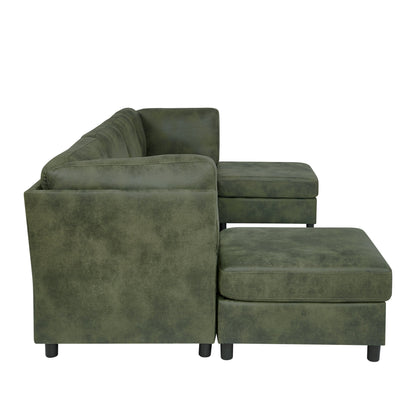 Olive Modular Faux Leather Sectional Sofa