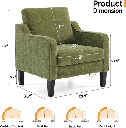 Olive Green Upholstered Midcentury Accent Chair