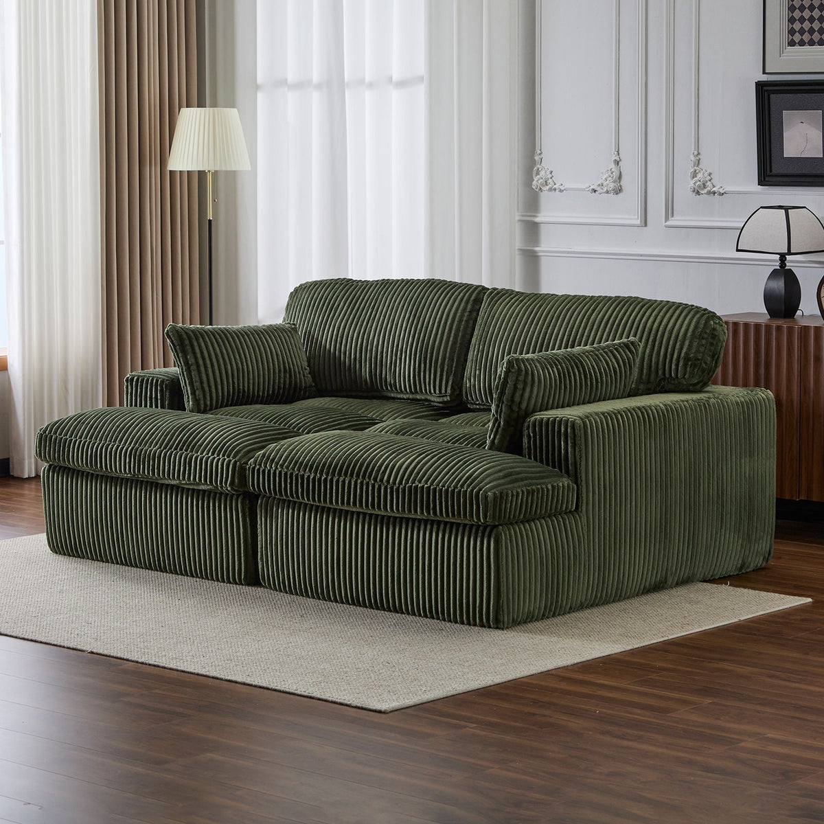Double Chaise Lounge Chair, Oversized Upholstered Sleeper Cloud Couch - Marijuana Mama