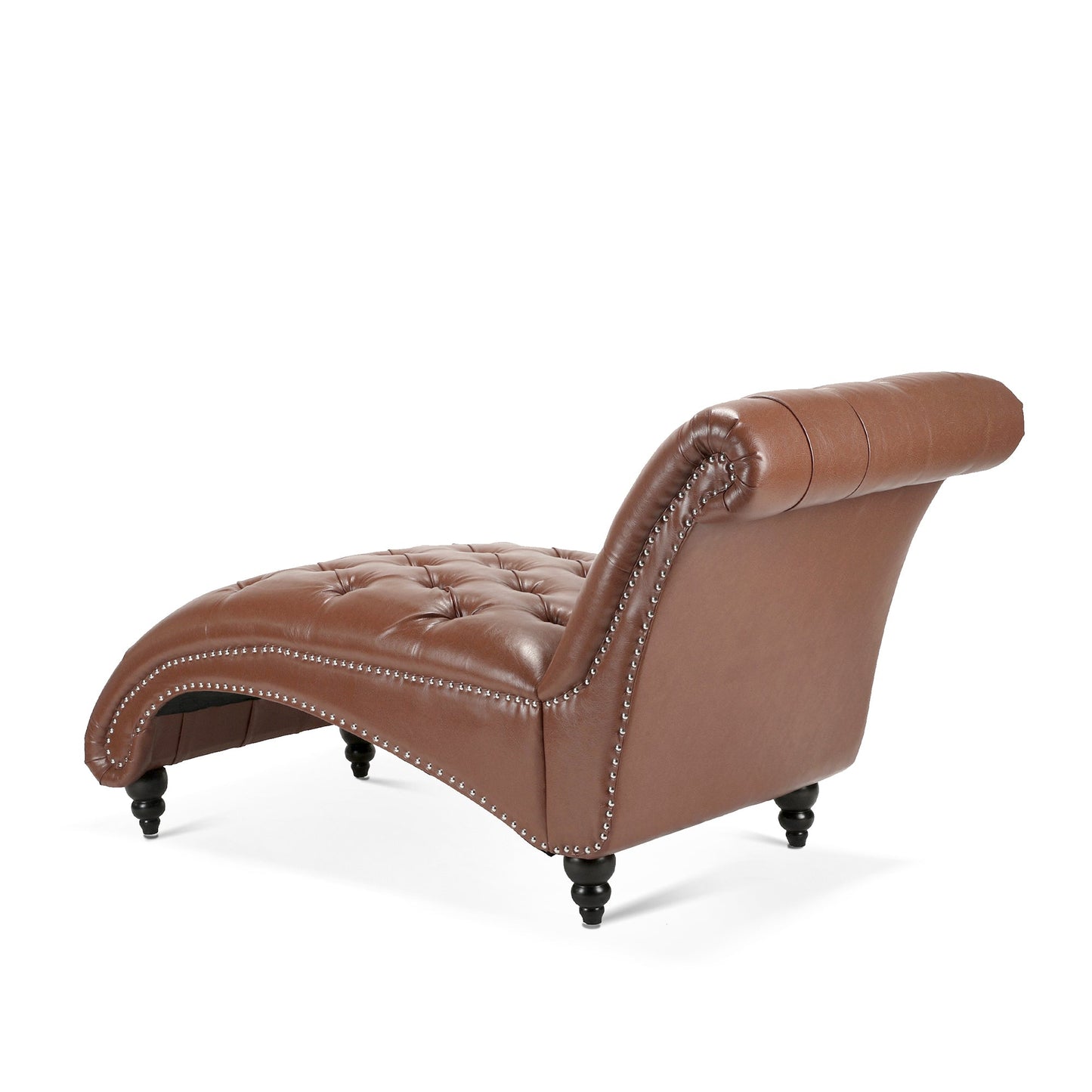 Brown Tufted Armless Chaise Lounge