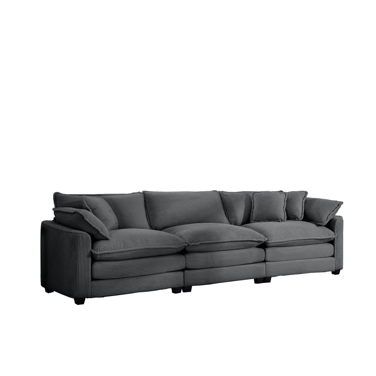 Mid-Century Modern 3 Seater Sectional Sofa With Arm And Throw Pillows - Marijuana Mama