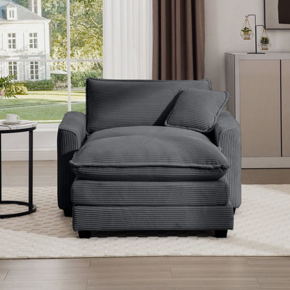 Classic Modern Comfortable Single Chair Deep Seat Sofa With Footstool - Marijuana Mama