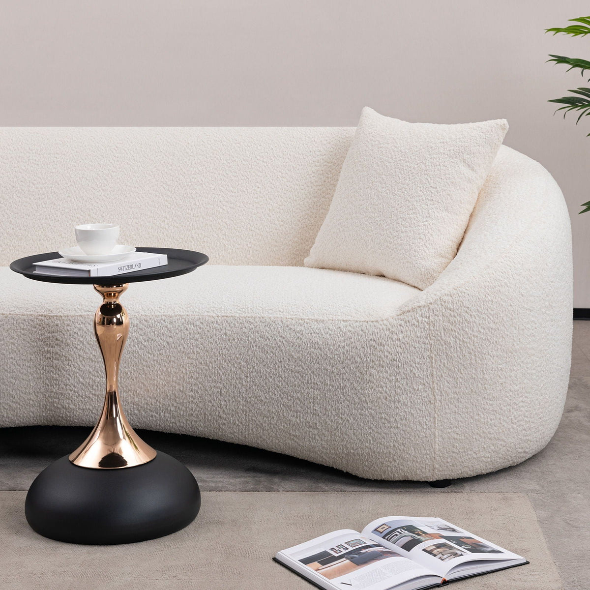 Curved 3 Seater Sofa For Living Room - White - Marijuana Mama