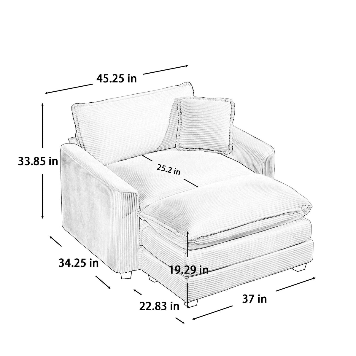 Classic Modern Comfortable Single Chair Deep Seat Sofa With Footstool - Marijuana Mama