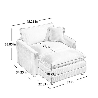 Classic Modern Comfortable Single Chair Deep Seat Sofa With Footstool - Marijuana Mama