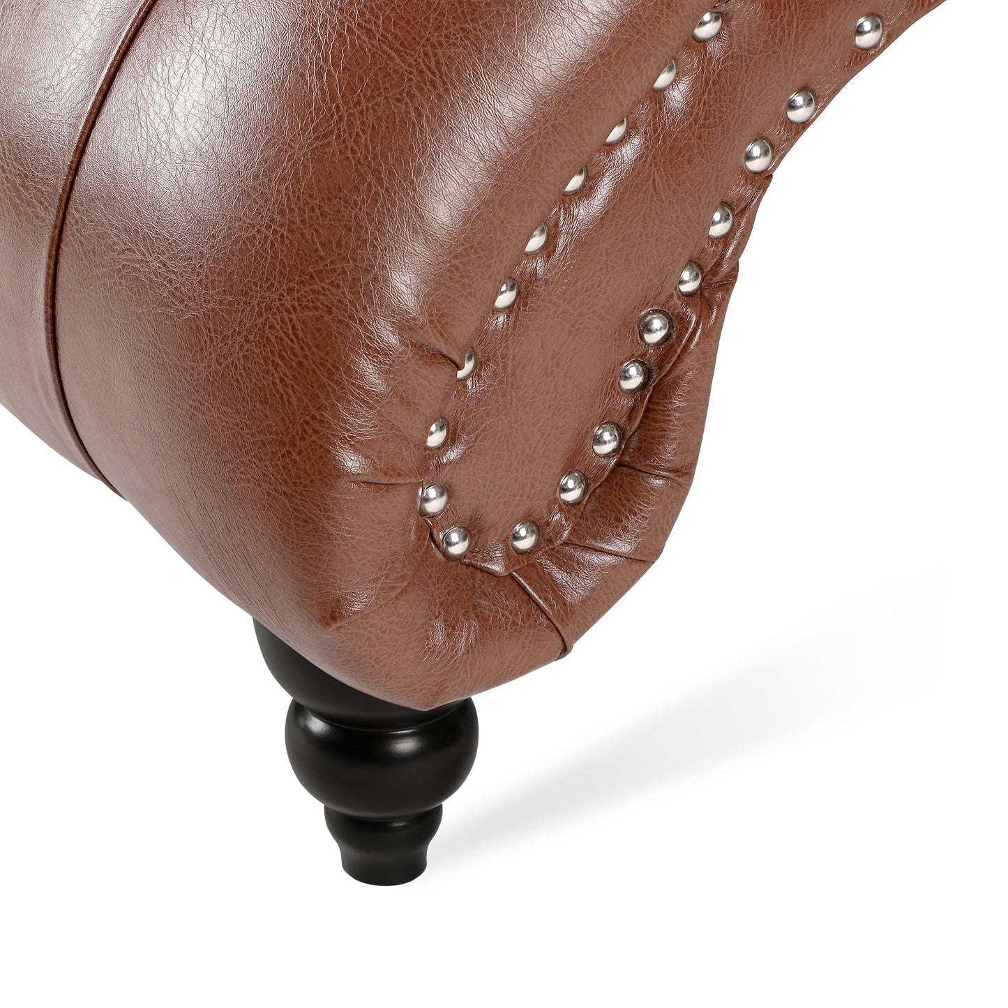 Brown Tufted Armless Chaise Lounge