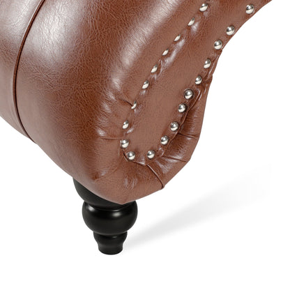 Brown Tufted Armless Chaise Lounge