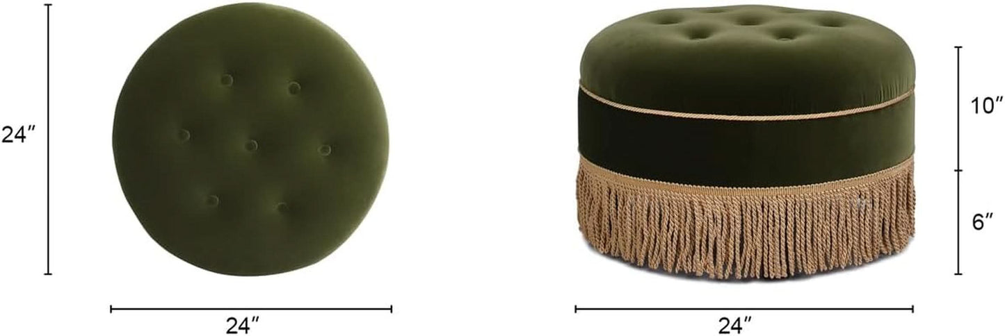 24 Inch Round Premium Woven Upholstered Ottoman