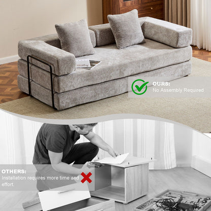Convertible Floor Sofa Bed With Pillow Back Support Armrest - Marijuana Mama