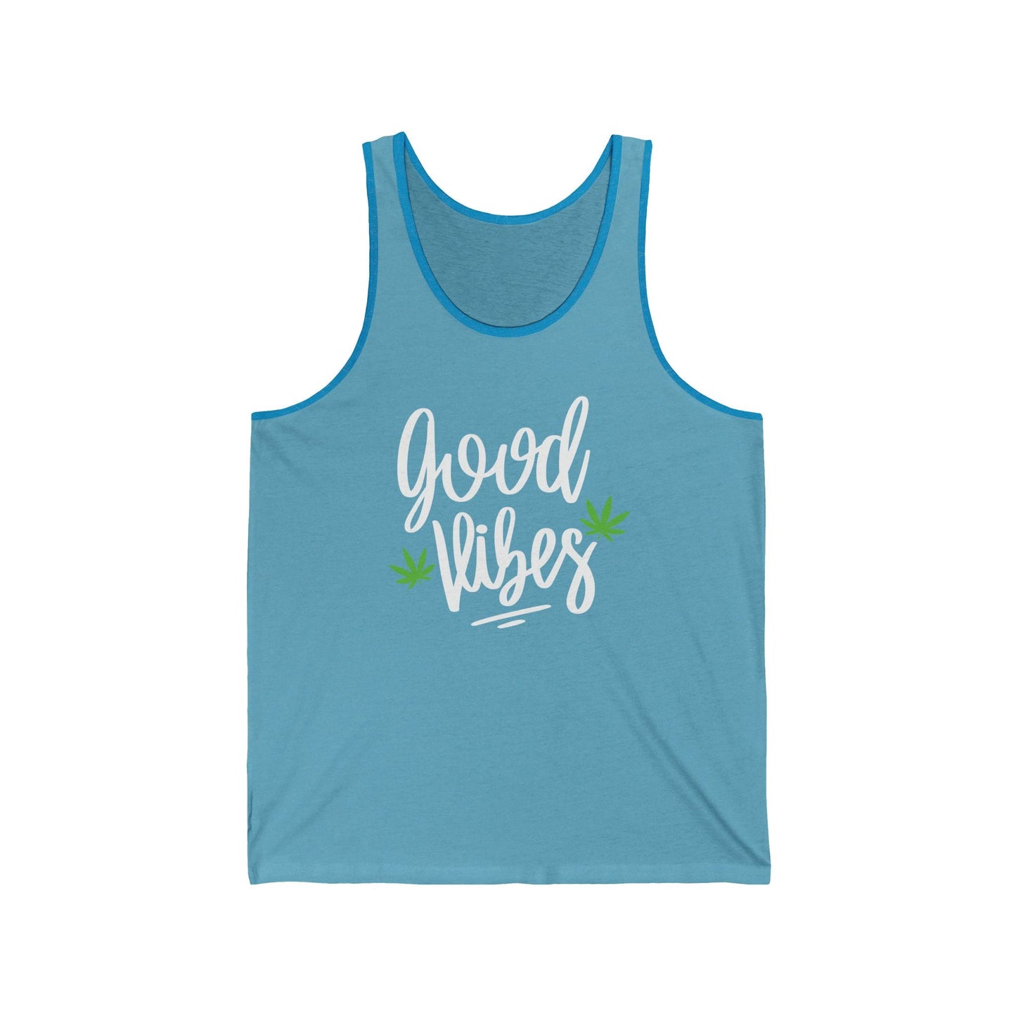 "Good Vibes" Marijuana Leaf Jersey Tank Top
