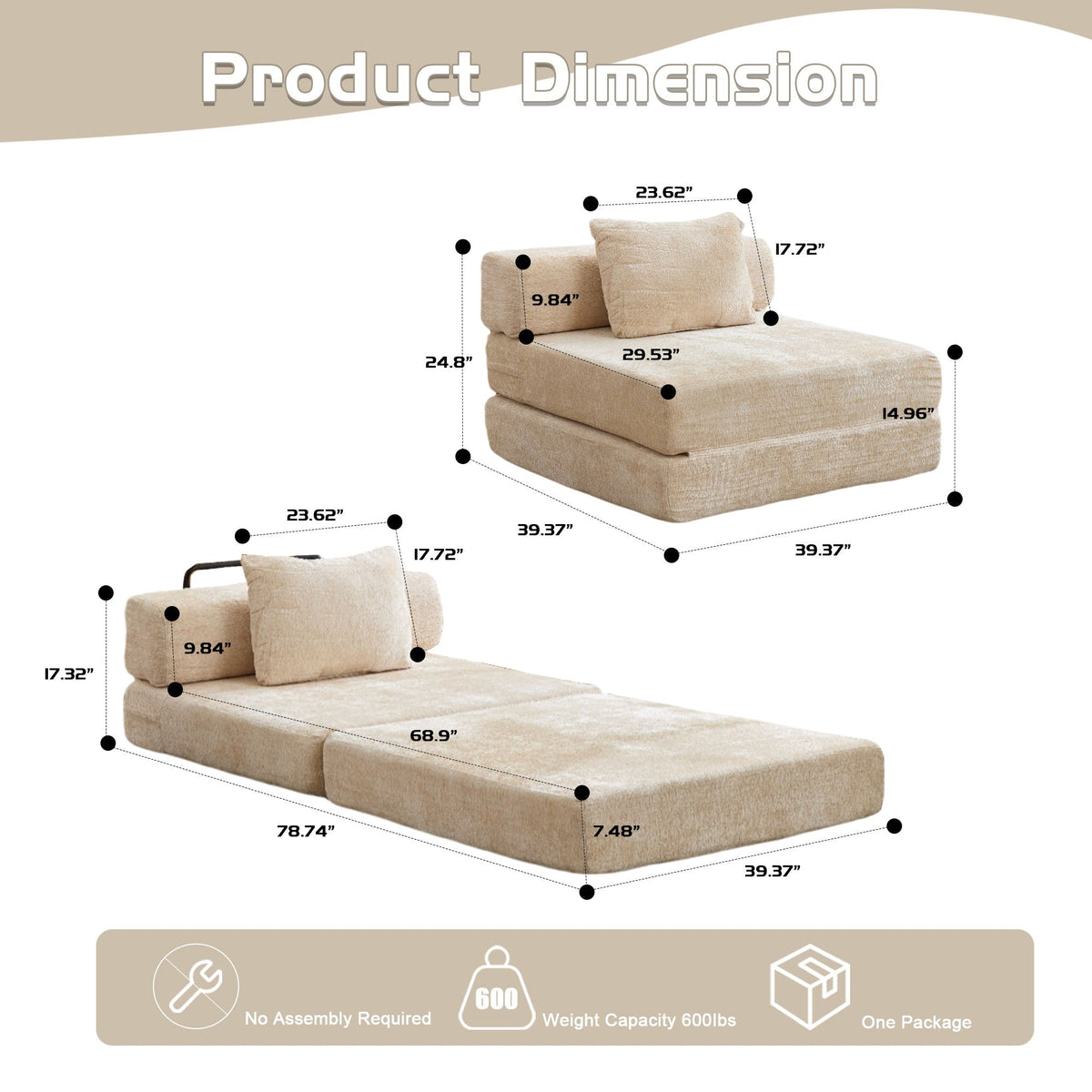 Convertible Floor Sofa Bed With Fixed Shape Frame For Living Room - Marijuana Mama