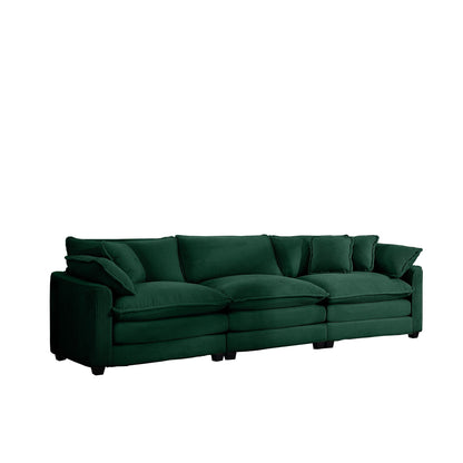 Mid-Century Modern 3 Seater Sectional Sofa With Arm And Throw Pillows - Marijuana Mama