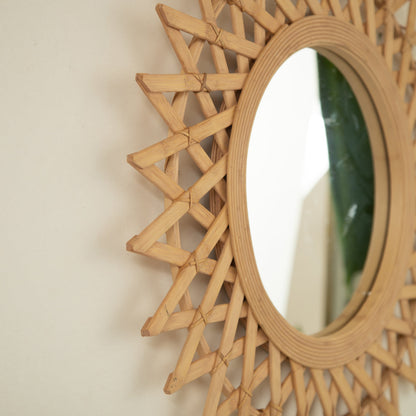 Round Hemp Rope Diamond Pattern Wall Mirror