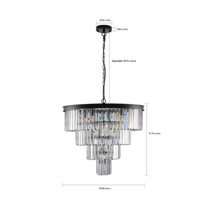 4-Tier Black Crystal  Chandelier