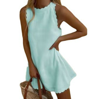 Cotton & Hemp Ruffled Women's Dress - Marijuana Mama