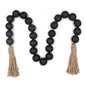 18-bead Large-size Bead Necklace With Hemp Rope Tassels And Wooden Beads
