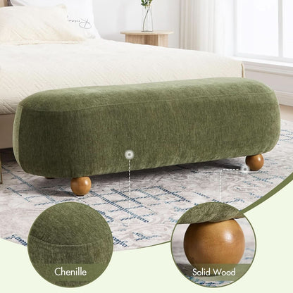Green Velvet Bench Cushioned Seat