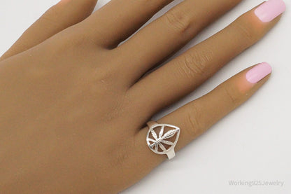 Marijuana Plant Sterling Silver Ring