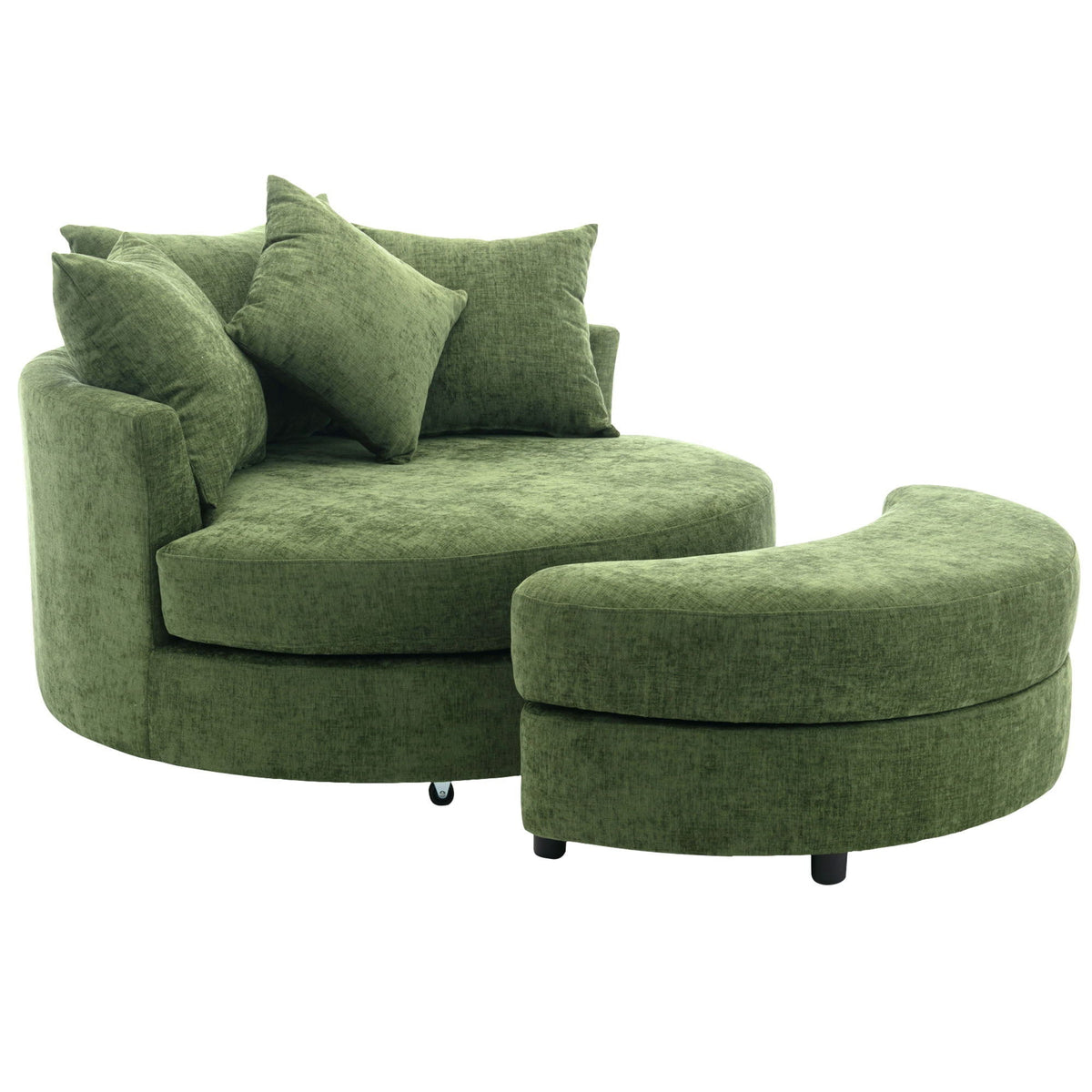 360° Swivel Accent Barrel Chair With Storage Ottoman & 4 Pillows - Marijuana Mama
