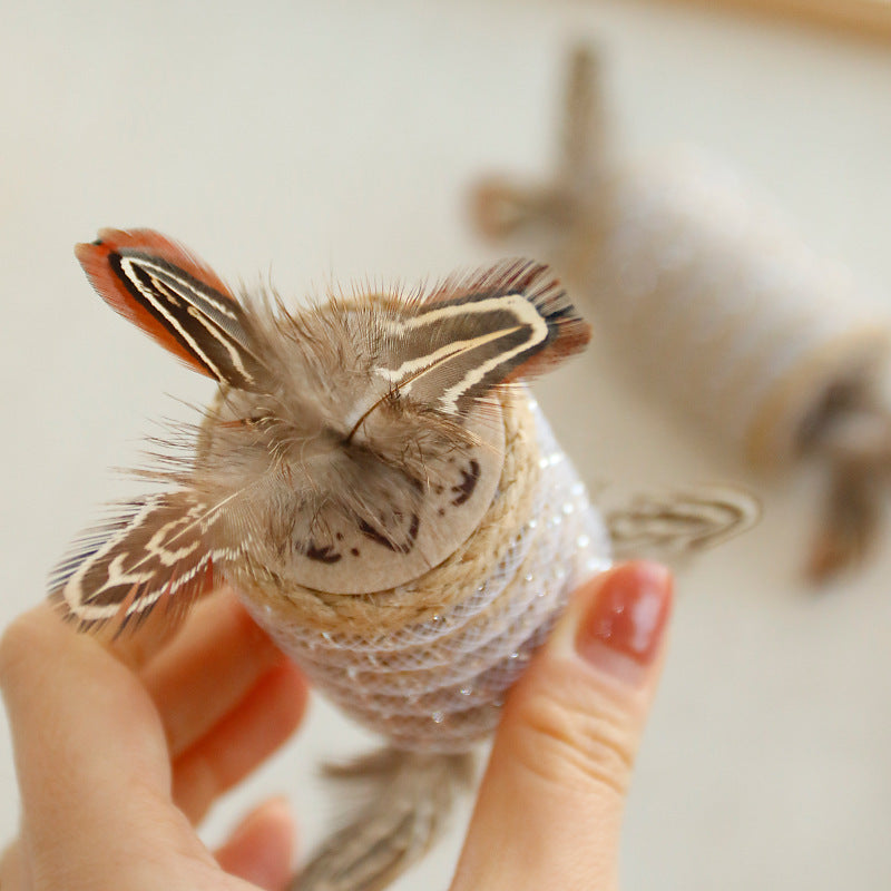 Toy With Cat Feathers Hemp Rope For Scratching