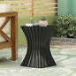 Outdoor Wave Design Side Table, Lightweight Concrete Garden Stool, Black