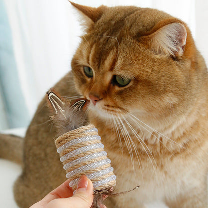 Toy With Cat Feathers Hemp Rope For Scratching